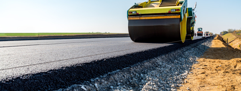 Asphalt Paving with Road Rollers